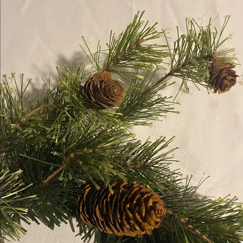 Pine Cone Holiday small Wreath/candle holder - Green and Brown